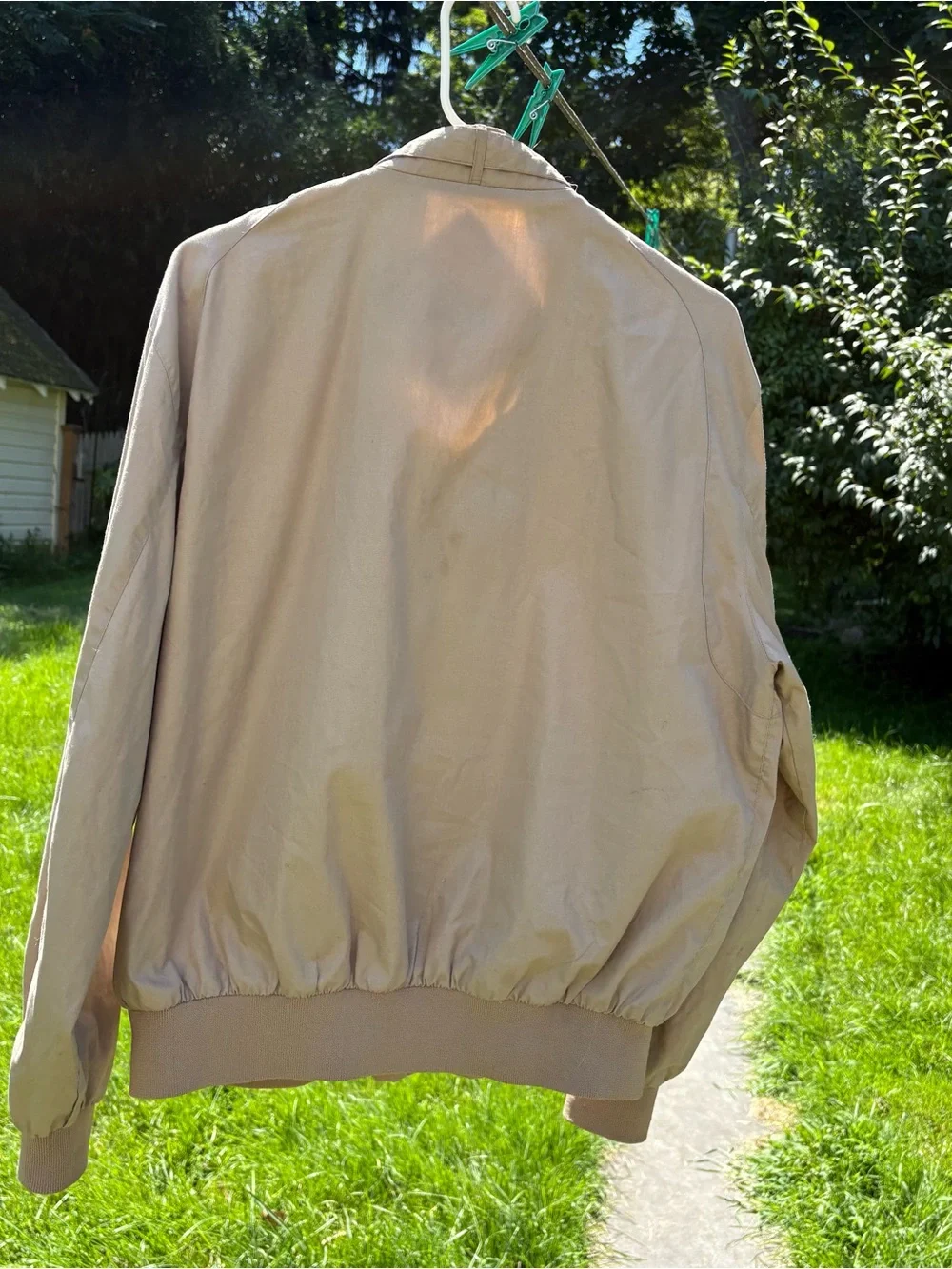 Vintage Ozark Trail Men’s L Tan Bomber Jacket Made in Hong Kong Cotton Blend